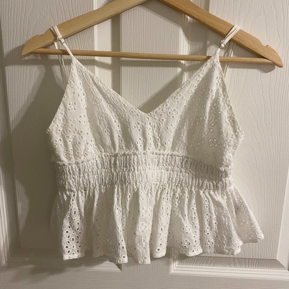 White Eyelet Cami Top